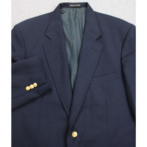 Stafford Blazer Men's Size 42L Navy Blue 2 Button Single Breasted Gold Buttons